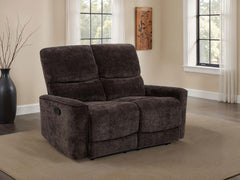 Navarro Dark Brown Chenille Upholstered Reclining Loveseat - Ornate Home