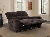 Navarro Dark Brown Chenille Upholstered Reclining Loveseat - Ornate Home