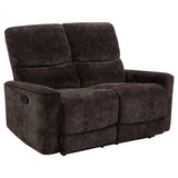 Navarro Dark Brown Chenille Upholstered Reclining Loveseat - Ornate Home
