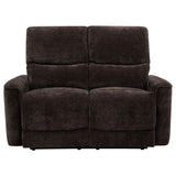 Navarro Dark Brown Chenille Upholstered Reclining Loveseat - Ornate Home