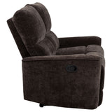 Navarro Dark Brown Chenille Upholstered Reclining Loveseat - Ornate Home
