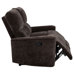 Navarro Dark Brown Chenille Upholstered Reclining Loveseat - Ornate Home