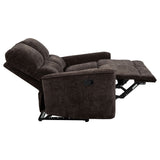 Navarro Dark Brown Chenille Upholstered Reclining Loveseat - Ornate Home