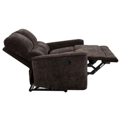 Navarro Dark Brown Chenille Upholstered Reclining Loveseat - Ornate Home