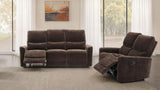 Navarro Dark Brown Chenille Upholstered Reclining Loveseat - Ornate Home