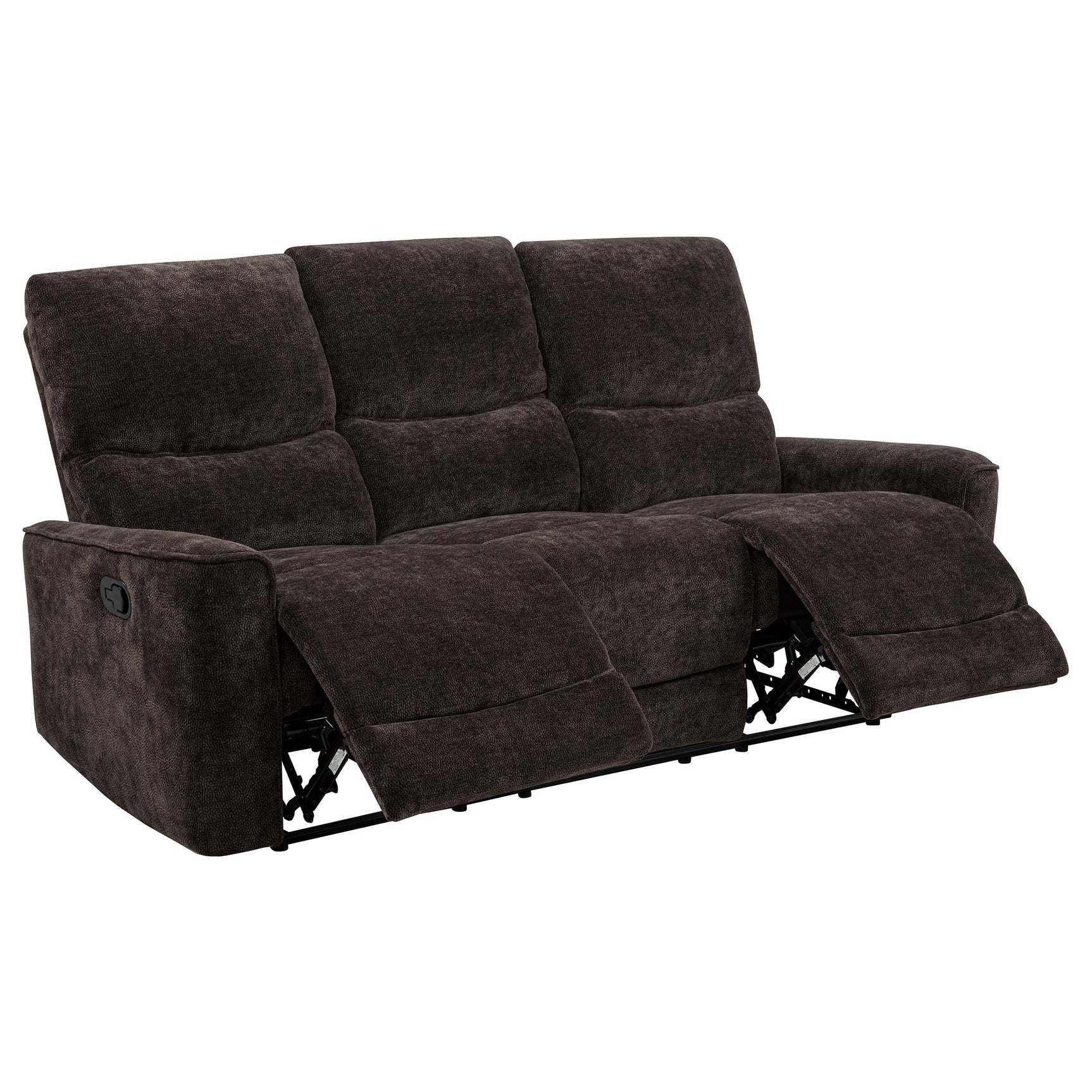 Navarro Dark Brown Chenille Upholstered Reclining Sofa - Ornate Home