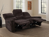 Navarro Dark Brown Chenille Upholstered Reclining Sofa - Ornate Home