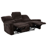 Navarro Dark Brown Chenille Upholstered Reclining Sofa - Ornate Home