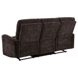 Navarro Dark Brown Chenille Upholstered Reclining Sofa - Ornate Home