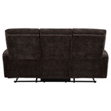 Navarro Dark Brown Chenille Upholstered Reclining Sofa - Ornate Home