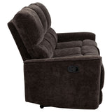 Navarro Dark Brown Chenille Upholstered Reclining Sofa - Ornate Home