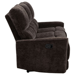 Navarro Dark Brown Chenille Upholstered Reclining Sofa - Ornate Home