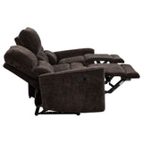 Navarro Dark Brown Chenille Upholstered Reclining Sofa - Ornate Home