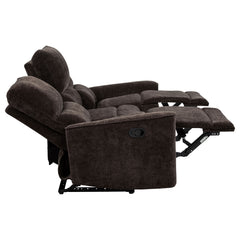 Navarro Dark Brown Chenille Upholstered Reclining Sofa - Ornate Home