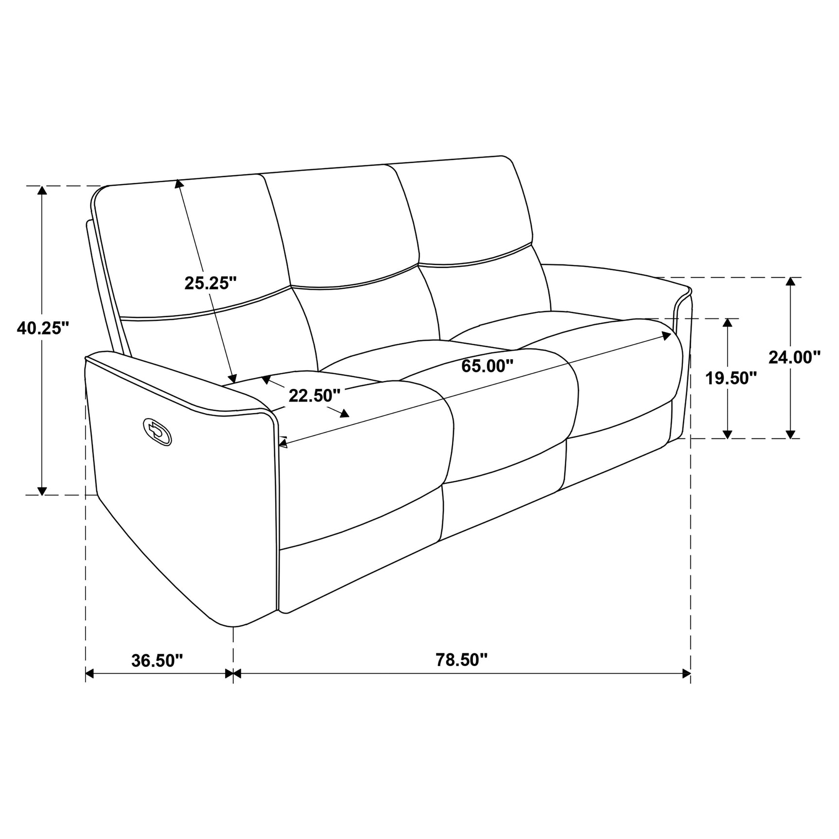 Navarro Dark Brown Chenille Upholstered Reclining Sofa - Ornate Home