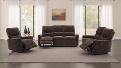 Navarro Dark Brown Chenille Upholstered Reclining Sofa - Ornate Home