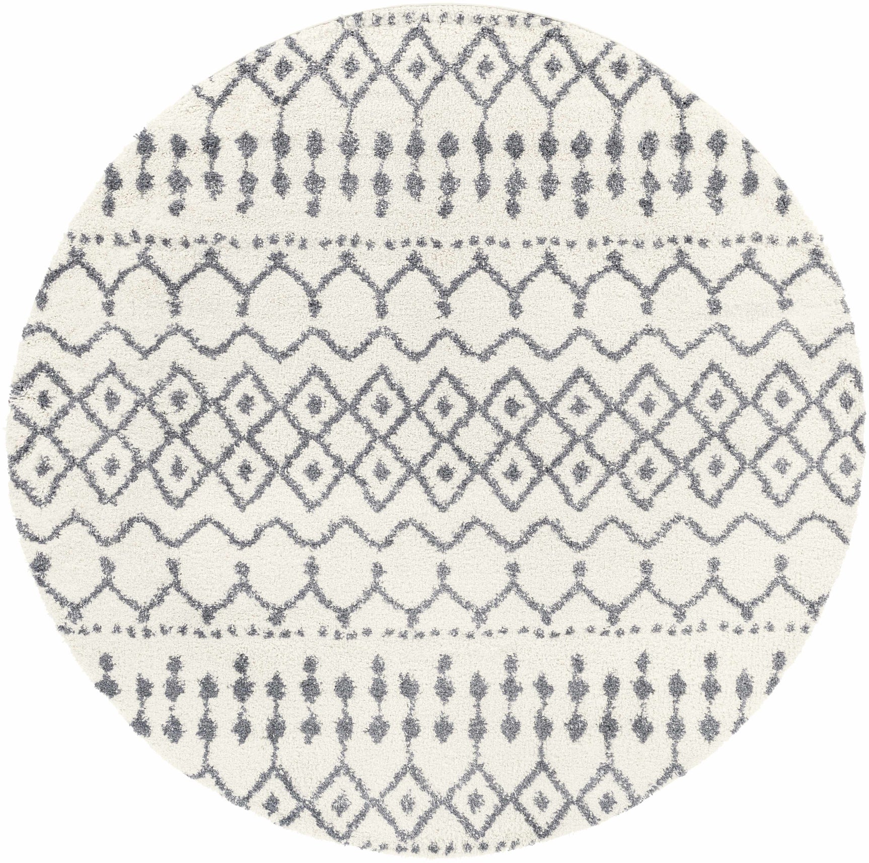Navassa White/Gray Trellis Plush Rug - Ornate Home