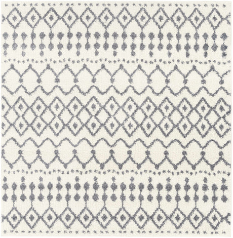 Navassa White/Gray Trellis Plush Rug - Ornate Home