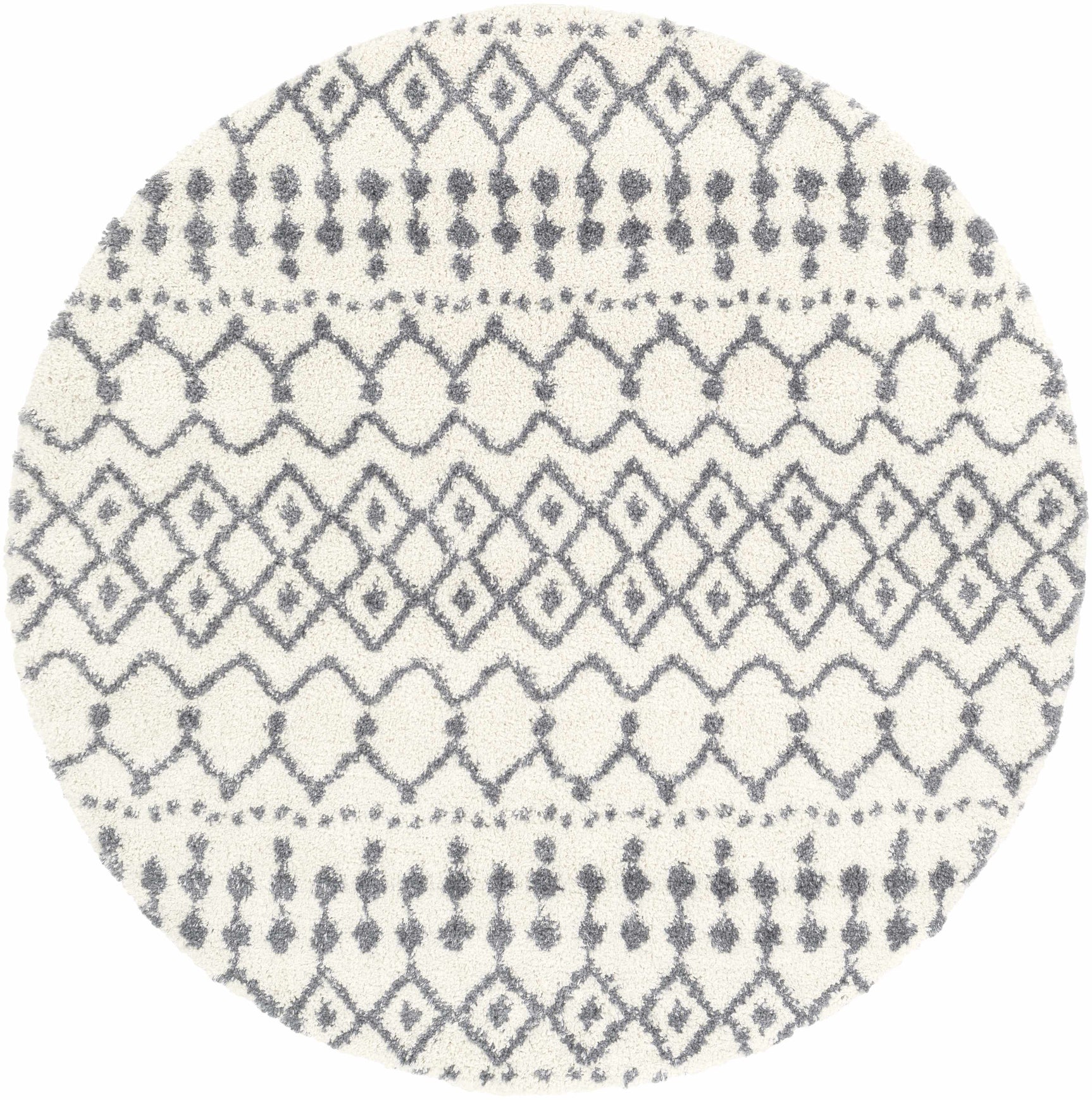 Navassa White/Gray Trellis Plush Rug - Ornate Home