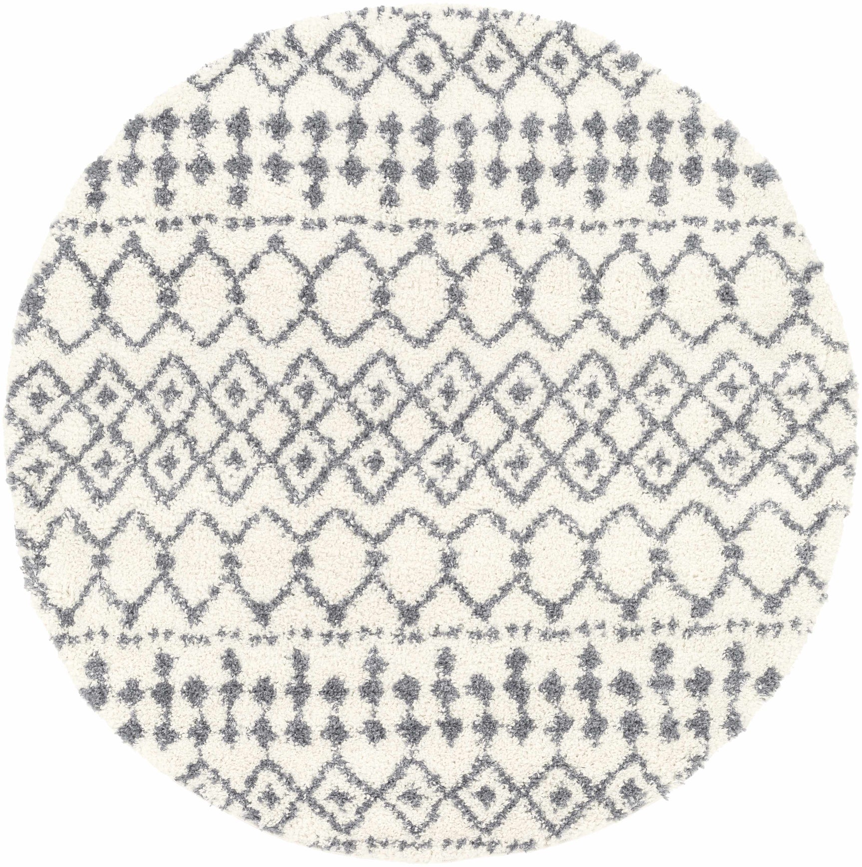 Navassa White/Gray Trellis Plush Rug - Ornate Home