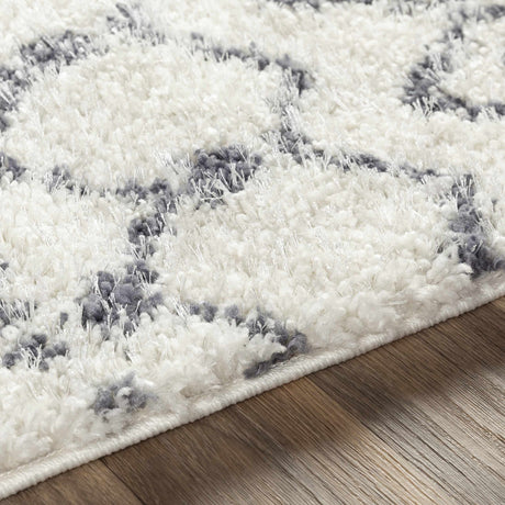 Navassa White/Gray Trellis Plush Rug - Ornate Home