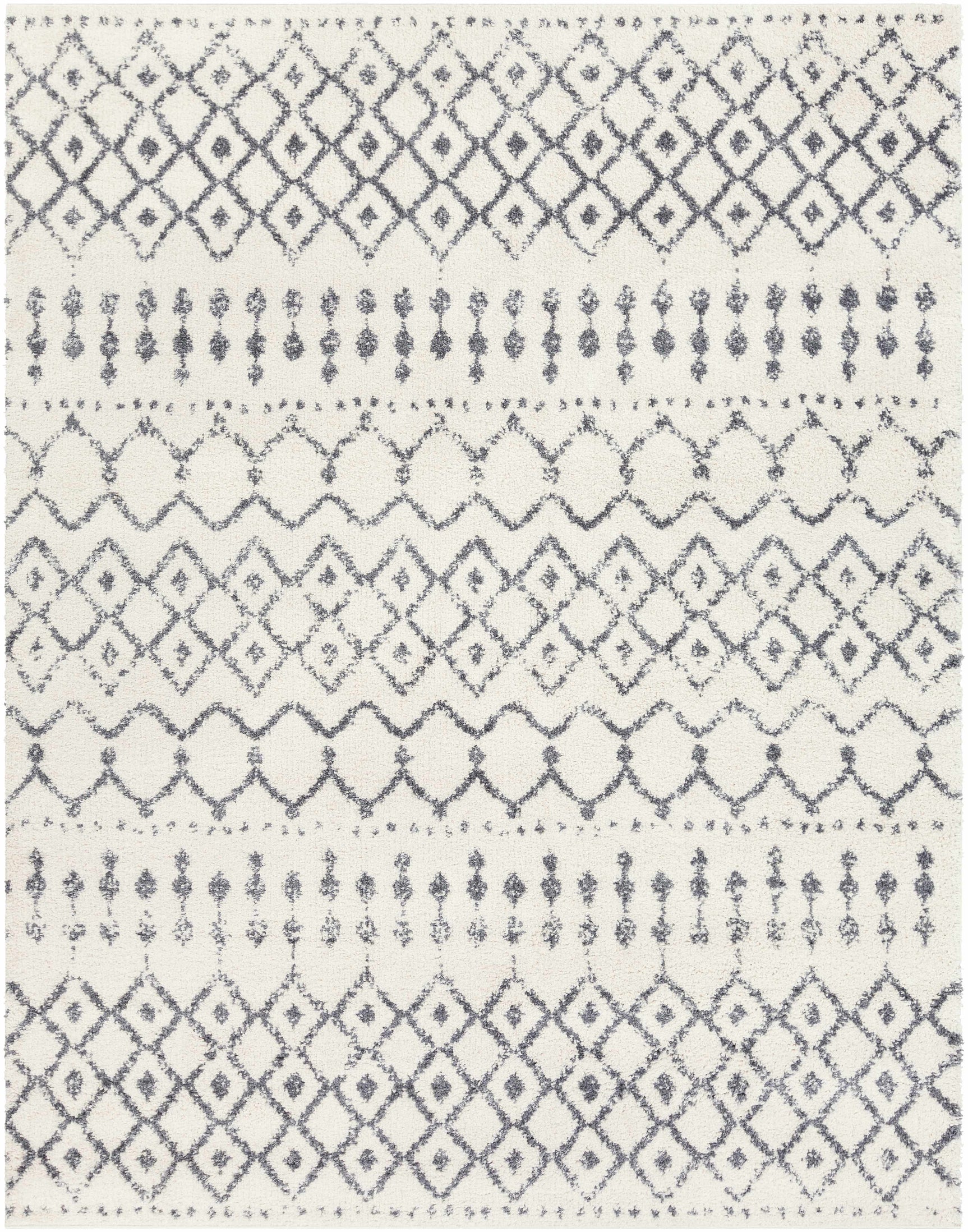 Navassa White/Gray Trellis Plush Rug - Ornate Home