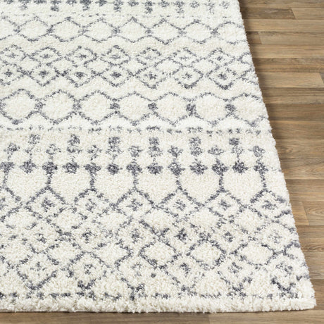 Navassa White/Gray Trellis Plush Rug - Ornate Home