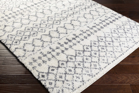 Navassa White/Gray Trellis Plush Rug - Ornate Home