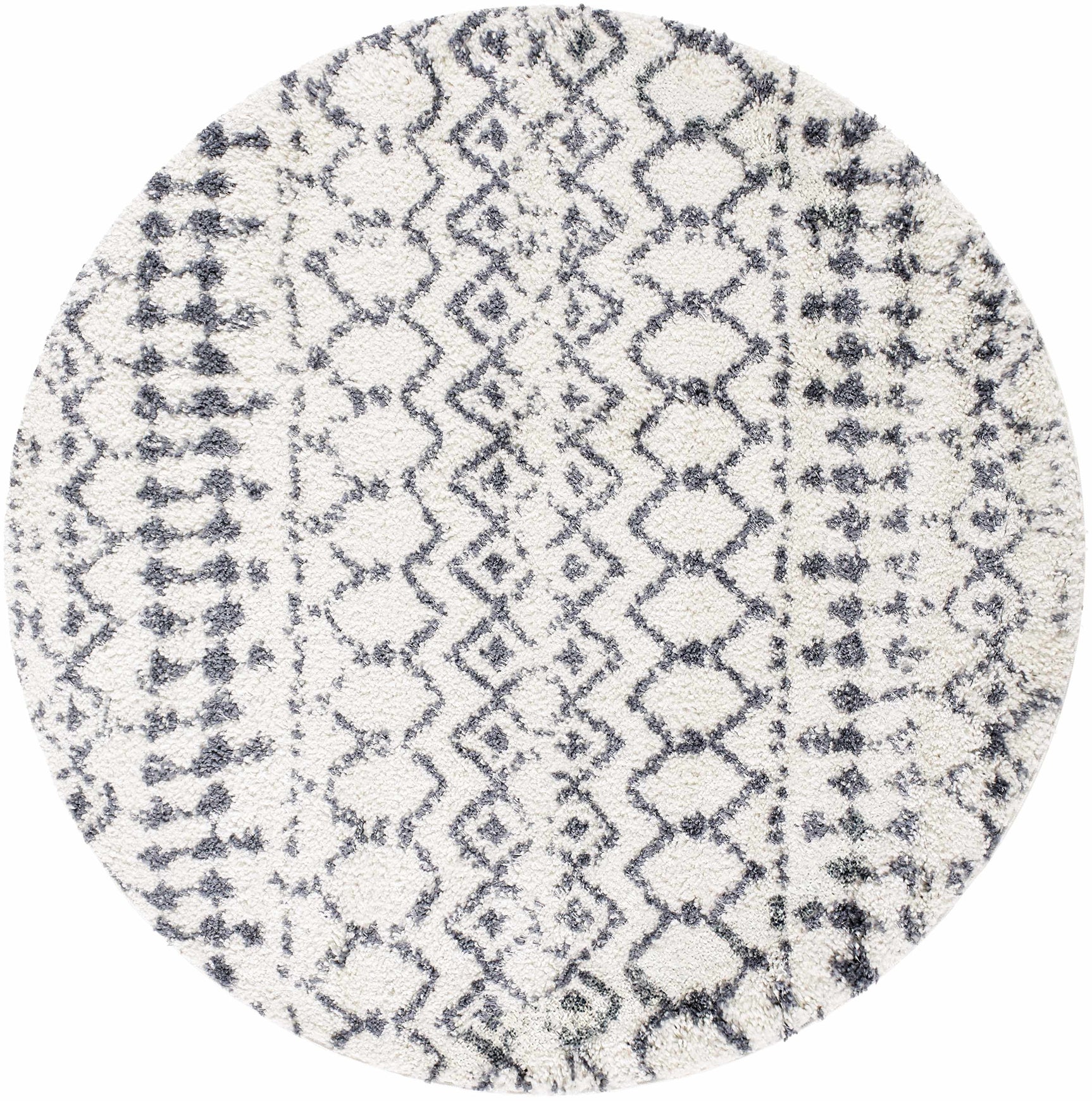 Navassa White/Gray Trellis Plush Rug - Ornate Home