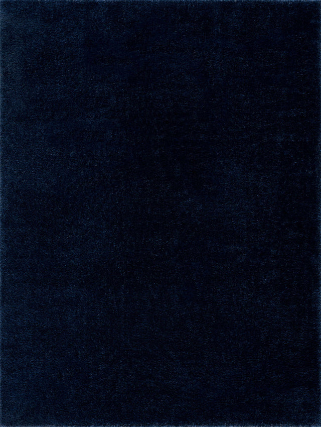 Navero Dark Blue Subtle Wavy Abstract Modern Minimalist Polyester Machine Woven Area Rug - Clearance - Ornate Home