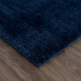 Navero Dark Blue Subtle Wavy Abstract Modern Minimalist Polyester Machine Woven Area Rug - Clearance - Ornate Home