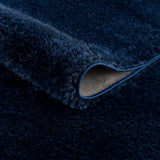 Navero Dark Blue Subtle Wavy Abstract Modern Minimalist Polyester Machine Woven Area Rug - Clearance - Ornate Home