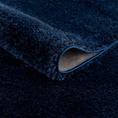 Navero Dark Blue Subtle Wavy Abstract Modern Minimalist Polyester Machine Woven Area Rug - Clearance - Ornate Home