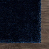 Navero Dark Blue Subtle Wavy Abstract Modern Minimalist Polyester Machine Woven Area Rug - Clearance - Ornate Home