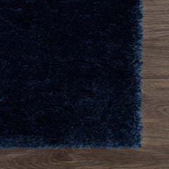 Navero Dark Blue Subtle Wavy Abstract Modern Minimalist Polyester Machine Woven Area Rug - Clearance - Ornate Home