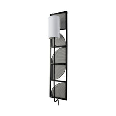 Navin Black/White Metal Body Fabric Shade Rectangular Wall Sconce - Ornate Home