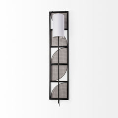 Navin Black/White Metal Body Fabric Shade Rectangular Wall Sconce - Ornate Home