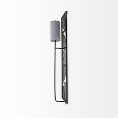Navin Black/White Metal Body Fabric Shade Rectangular Wall Sconce - Ornate Home