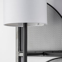 Navin Black/White Metal Body Fabric Shade Rectangular Wall Sconce - Ornate Home