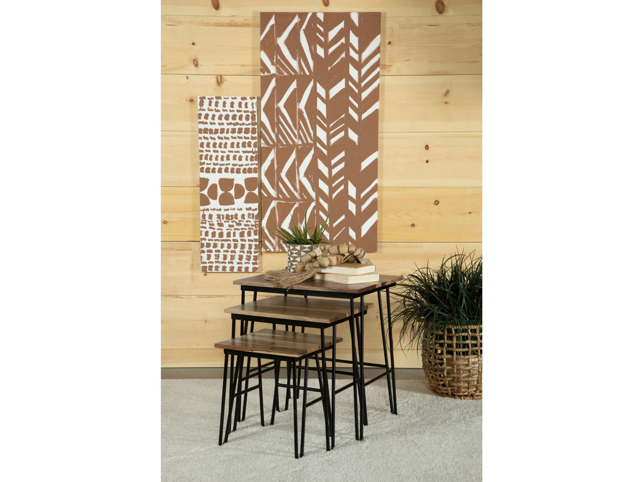 Nayeli Natural 3-piece Solid Sheesham Wood Nesting Tables - Ornate Home