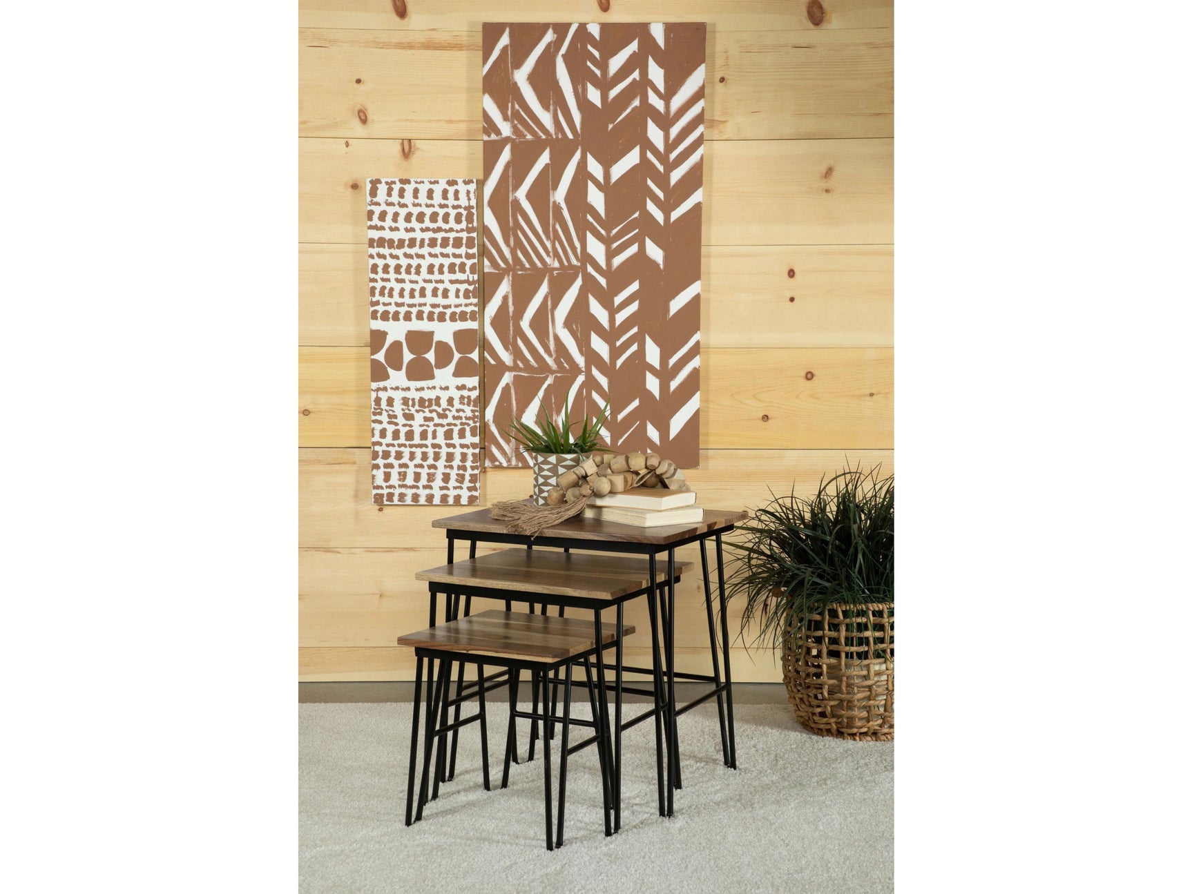 Nayeli Natural 3-piece Solid Sheesham Wood Nesting Tables - Ornate Home