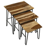 Nayeli Natural 3-piece Solid Sheesham Wood Nesting Tables - Ornate Home