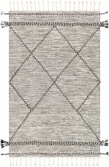 Neal Black/Cream Trellis Cotton Rug with Tassels - Clearance - Ornate Home