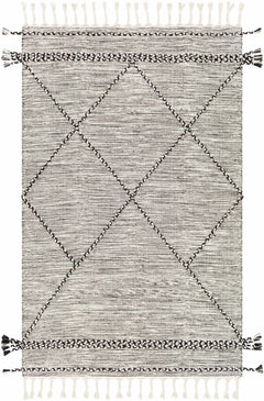 Neal Black/Cream Trellis Cotton Rug with Tassels - Clearance - Ornate Home