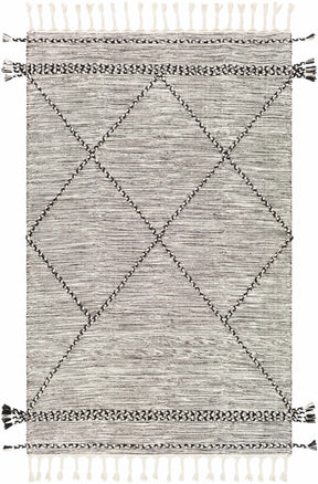 Neal Black/Cream Trellis Cotton Rug with Tassels - Clearance - Ornate Home