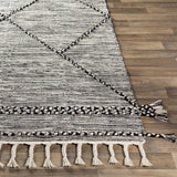 Neal Black/Cream Trellis Cotton Rug with Tassels - Clearance - Ornate Home