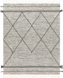 Neal Black/Cream Trellis Cotton Rug with Tassels - Clearance - Ornate Home