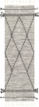 Neal Black/Cream Trellis Cotton Rug with Tassels - Clearance - Ornate Home