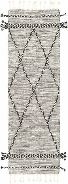 Neal Black/Cream Trellis Cotton Rug with Tassels - Clearance - Ornate Home