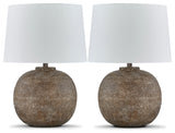 Neavesboro Antique Brown/White 2-Piece Lamp Set (Online Special Price) - Ornate Home